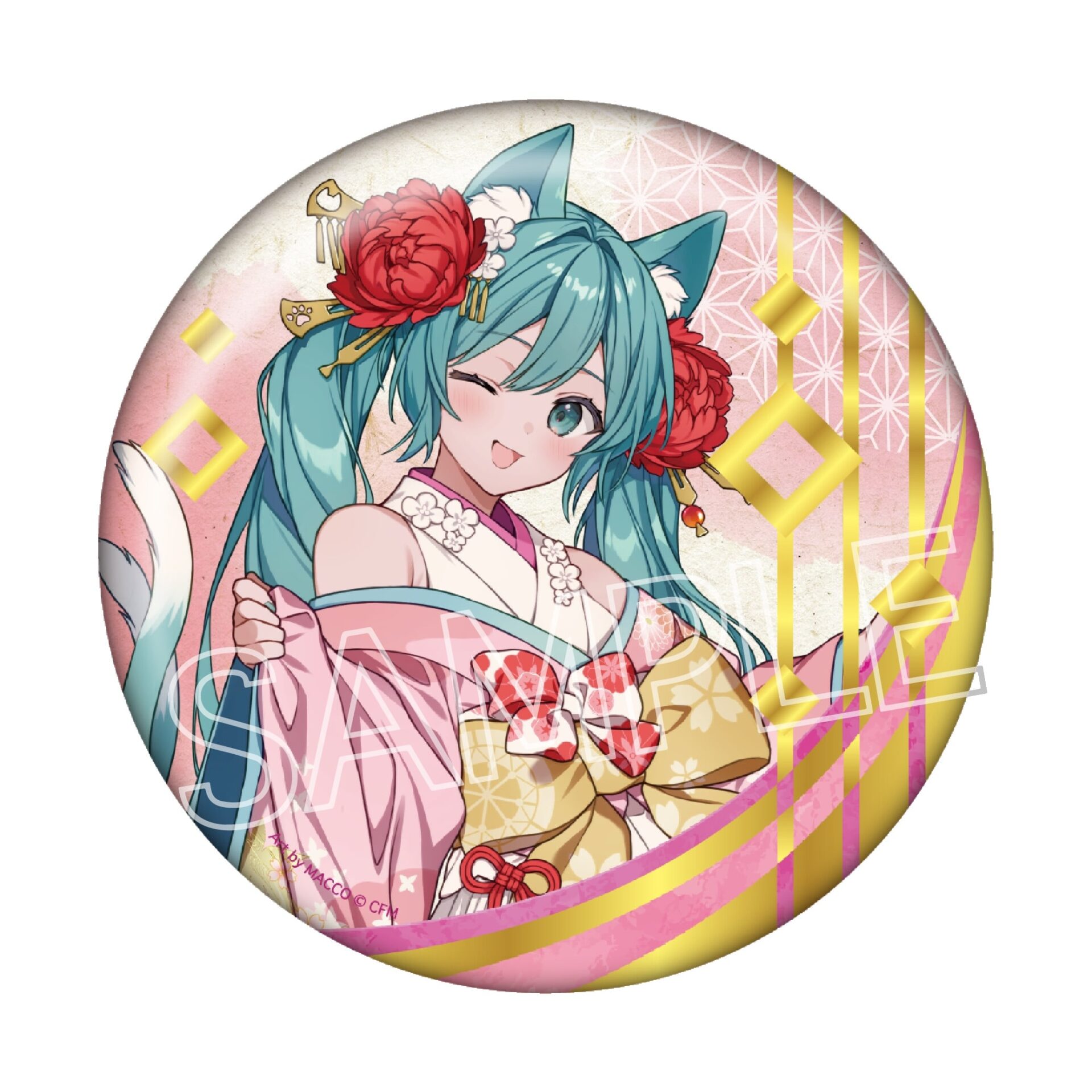 初音ミク　百鬼夜行 ～麗宴～　箔押しBIG缶バッジ