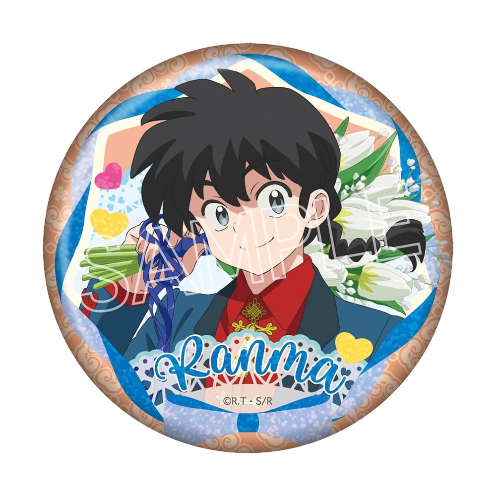 らんま1/2　フラワーブーケ  キラキラ缶バッジ
