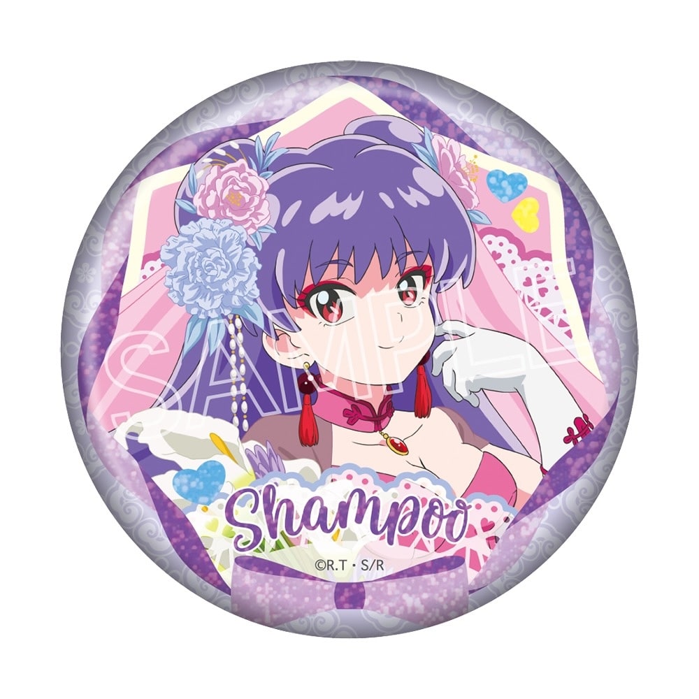らんま1/2　フラワーブーケ  キラキラ缶バッジ